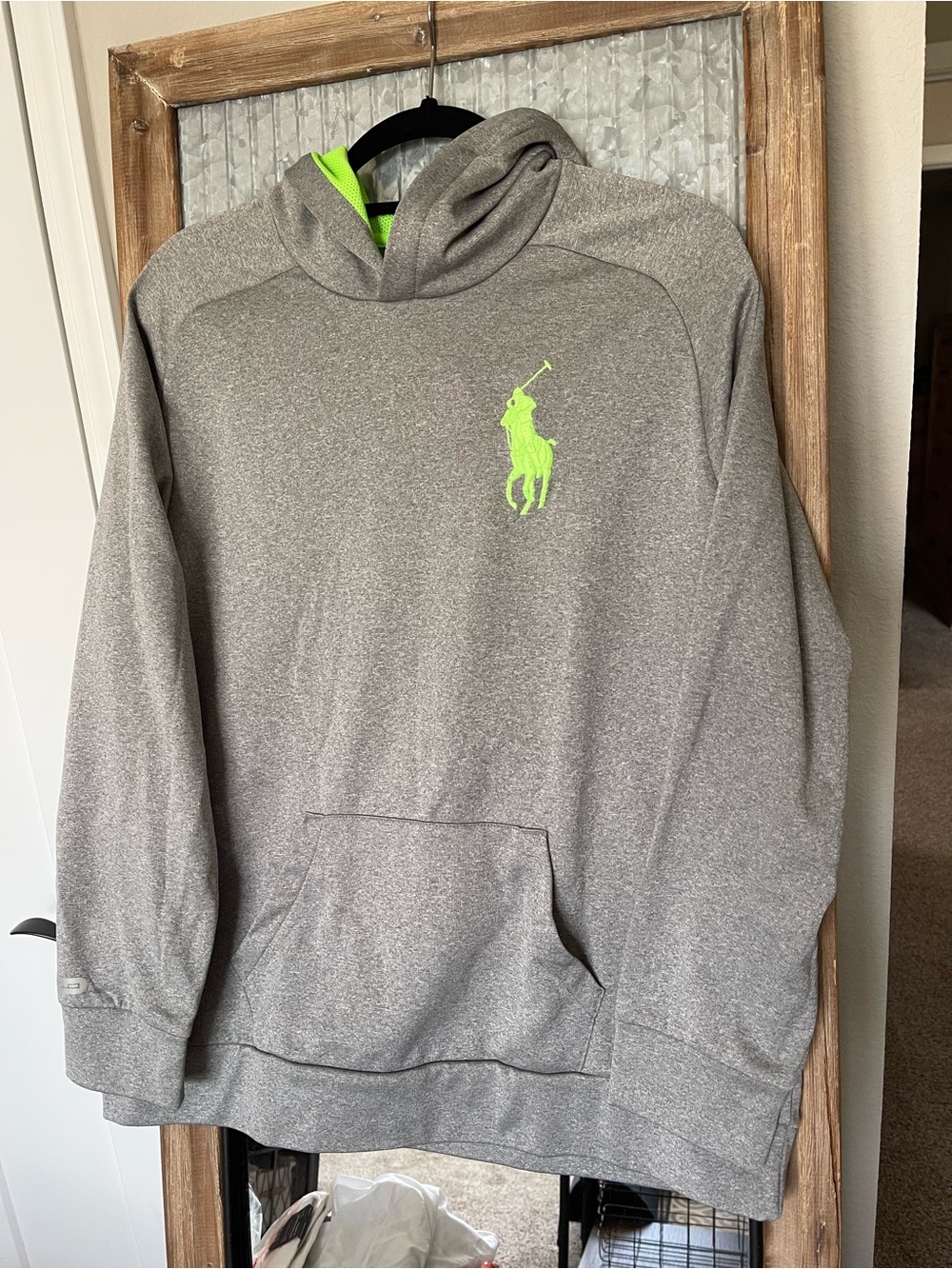 Polo by Ralph Lauren youth Gray Hoodie with Lime Polo Logo